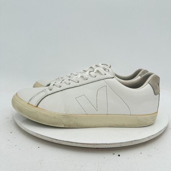 Veja Shoes - Veja Esplar Women Size 8 Extra White Leather V stitch Logo Lace Up Training Shoe